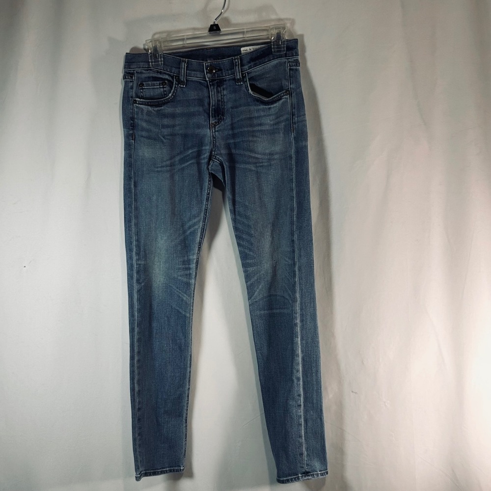 Rag‎ & Bone DRE Womens Skinny Jeans Medium Wash Blue Distressed Pocket Size 26